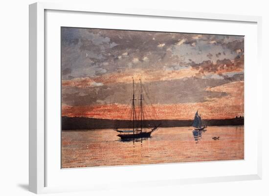 Sunset at Gloucester, 1880 (W/C & Graphite on Wove Paper)-Winslow Homer-Framed Giclee Print