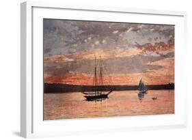 Sunset at Gloucester, 1880 (W/C & Graphite on Wove Paper)-Winslow Homer-Framed Giclee Print