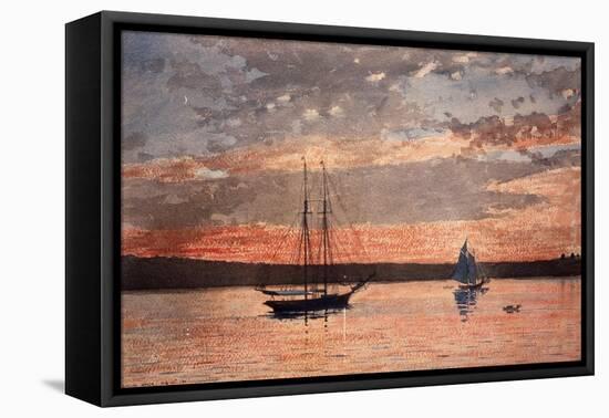 Sunset at Gloucester, 1880 (W/C & Graphite on Wove Paper)-Winslow Homer-Framed Stretched Canvas