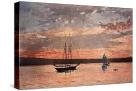 Sunset at Gloucester, 1880 (W/C & Graphite on Wove Paper)-Winslow Homer-Stretched Canvas