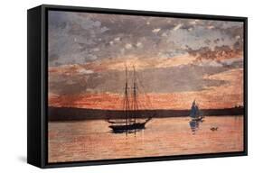 Sunset at Gloucester, 1880 (W/C & Graphite on Wove Paper)-Winslow Homer-Framed Stretched Canvas