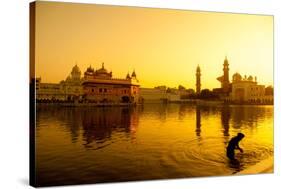 Sunset at Golden Temple in Amritsar, Punjab, India.-szefei-Stretched Canvas