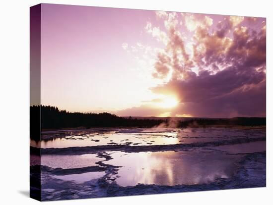 Sunset at Great Fountain Geyser-James Randklev-Stretched Canvas