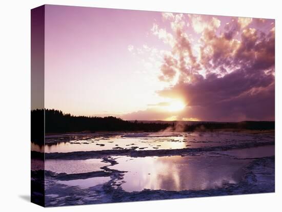 Sunset at Great Fountain Geyser-James Randklev-Stretched Canvas