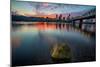 Sunset at Hawthorne Bridge, Eastbank Esplande, Portland Oregon-Vincent James-Mounted Photographic Print