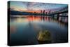 Sunset at Hawthorne Bridge, Eastbank Esplande, Portland Oregon-Vincent James-Stretched Canvas