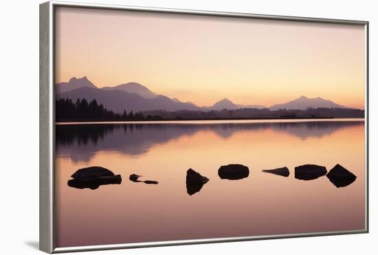 Sunset at Hopfensee Lake, Near Fussen, Allgau, Allgau Alps, Bavaria, Germany, Europe-Markus-Framed Photographic Print