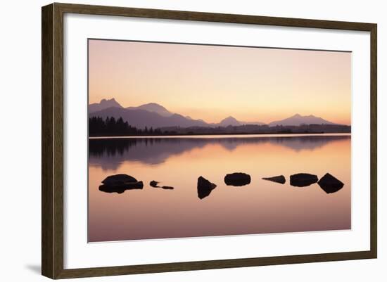 Sunset at Hopfensee Lake, Near Fussen, Allgau, Allgau Alps, Bavaria, Germany, Europe-Markus-Framed Photographic Print
