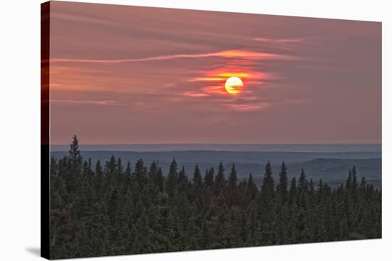 Sunset at Horseshoe Canyon, Cypress Hills Interprovincial Park, Alberta, Canada-null-Stretched Canvas