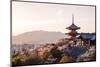 Sunset at Kiyomizu-Dera Temple and Cherry Blossom Season (Sakura) on Spring Time in Kyoto, Japan-thipjang-Mounted Photographic Print