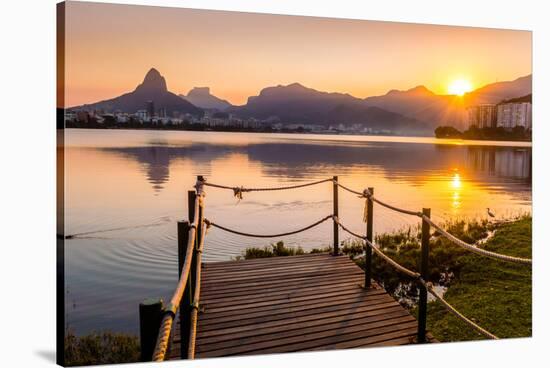 Sunset at Lagoa Rodrigo de Freitas in Rio de Janeiro, Brazil, South America-Alexandre Rotenberg-Stretched Canvas