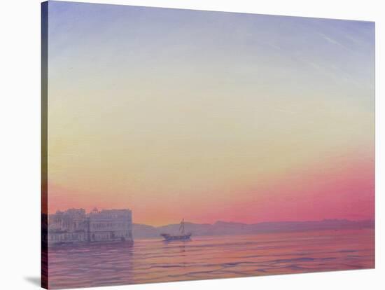 Sunset at Lake Palace, Udaipur-Derek Hare-Stretched Canvas