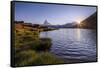 Sunset at Lake Stellisee, Zermatt, Canton of Graubunden-Roberto Moiola-Framed Stretched Canvas