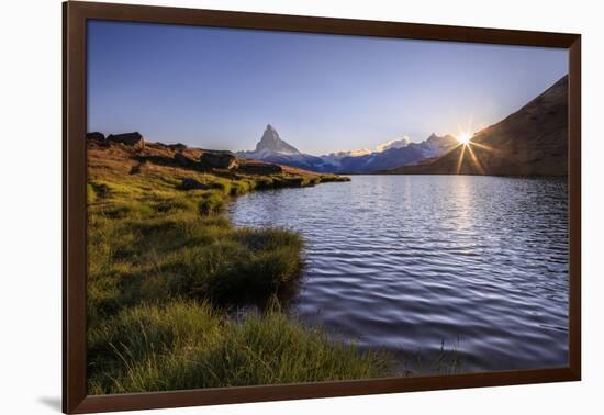 Sunset at Lake Stellisee, Zermatt, Canton of Graubunden-Roberto Moiola-Framed Photographic Print