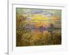 Sunset at Lavacourt-Claude Monet-Framed Art Print