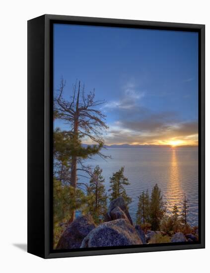 Sunset at Logan Shoals on the East Side of Lake Tahoe, Nevada, USA-Tom Norring-Framed Stretched Canvas