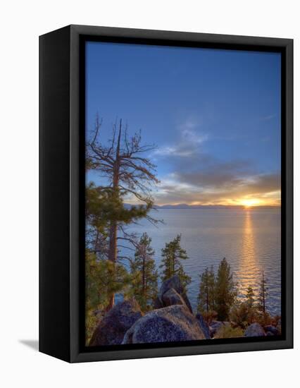 Sunset at Logan Shoals on the East Side of Lake Tahoe, Nevada, USA-Tom Norring-Framed Stretched Canvas