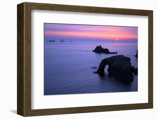 Sunset at Longships Lighthouse-Peter Barritt-Framed Photographic Print