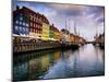 Sunset at Nyhavn, Copenhagen, Denmark, Scandinavia, Europe-Jim Nix-Mounted Photographic Print