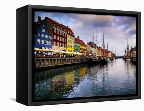 Sunset at Nyhavn, Copenhagen, Denmark, Scandinavia, Europe-Jim Nix-Framed Stretched Canvas