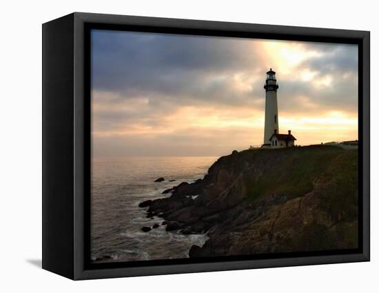 Sunset at Pigeon Point Lighthouse-George Oze-Framed Stretched Canvas