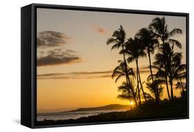 Sunset at Poipu Beach, Kauai, Hawaii, United States of America, Pacific-Michael DeFreitas-Framed Stretched Canvas