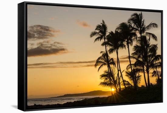 Sunset at Poipu Beach, Kauai, Hawaii, United States of America, Pacific-Michael DeFreitas-Framed Stretched Canvas