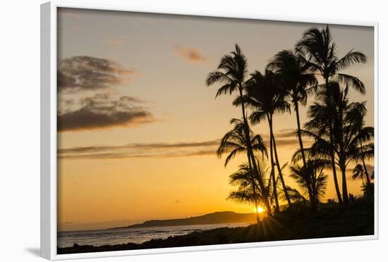 Sunset at Poipu Beach, Kauai, Hawaii, United States of America, Pacific-Michael DeFreitas-Framed Photographic Print