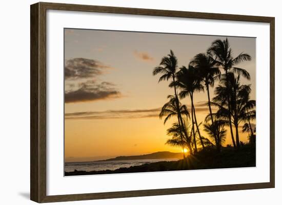 Sunset at Poipu Beach, Kauai, Hawaii, United States of America, Pacific-Michael DeFreitas-Framed Photographic Print