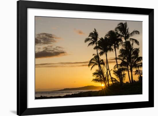 Sunset at Poipu Beach, Kauai, Hawaii, United States of America, Pacific-Michael DeFreitas-Framed Photographic Print