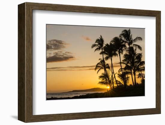 Sunset at Poipu Beach, Kauai, Hawaii, United States of America, Pacific-Michael DeFreitas-Framed Photographic Print