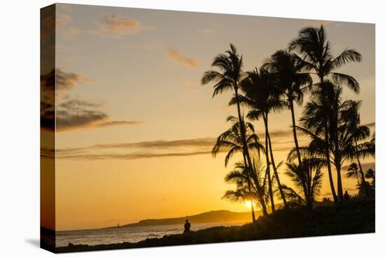 Sunset at Poipu Beach, Kauai, Hawaii-Michael DeFreitas-Stretched Canvas