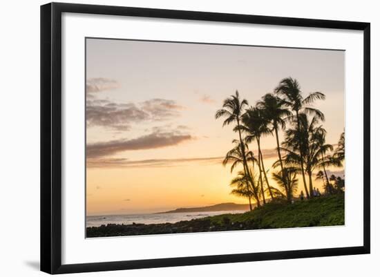 Sunset at Poipu Beach Kauai, Hawaii-Michael DeFreitas-Framed Photographic Print