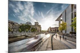 Sunset at Reichstag and River Spree, Berlin, Germany-Sabine Lubenow-Mounted Photographic Print