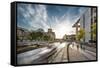 Sunset at Reichstag and River Spree, Berlin, Germany-Sabine Lubenow-Framed Stretched Canvas