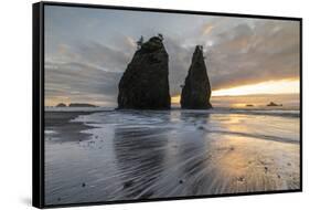 Sunset at Rialto Beach, La Push, Clallam county, Washington State-francesco vaninetti-Framed Stretched Canvas