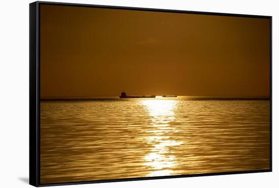 Sunset at Sea. Variety of Colors and Hues of the Rising Sun. Sea Landscape.-OlegRi-Framed Stretched Canvas