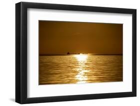 Sunset at Sea. Variety of Colors and Hues of the Rising Sun. Sea Landscape.-OlegRi-Framed Photographic Print