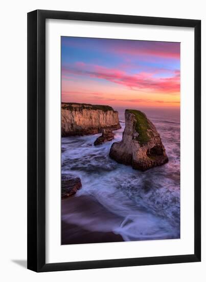 Sunset at Shark Fin Cove, Davenport, Santa Cruz, Pacific Ocean-Vincent James-Framed Premium Photographic Print