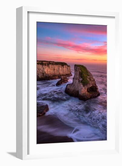 Sunset at Shark Fin Cove, Davenport, Santa Cruz, Pacific Ocean-Vincent James-Framed Photographic Print