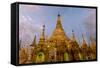 Sunset at Shwedagon Pagoda. Yangon. Myanmar-Tom Norring-Framed Stretched Canvas