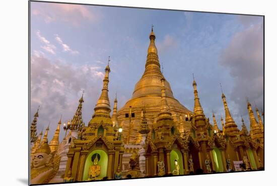 Sunset at Shwedagon Pagoda. Yangon. Myanmar-Tom Norring-Mounted Photographic Print