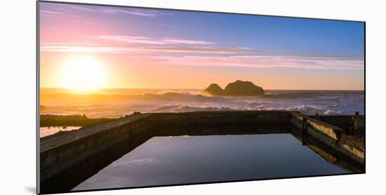 Sunset at Sutro Baths with water reflection in San Francisco with Pacific Ocean waves breaking-David Chang-Mounted Photographic Print