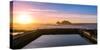 Sunset at Sutro Baths with water reflection in San Francisco with Pacific Ocean waves breaking-David Chang-Stretched Canvas