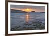 Sunset at the beach near S'Archittu, Province of Oristano, Sardinia, Italy-null-Framed Art Print