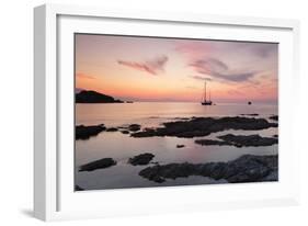 Sunset at the Coast Near Centuri Port, Corsica, France, Mediterranean, Europe-Markus Lange-Framed Photographic Print