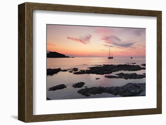 Sunset at the Coast Near Centuri Port, Corsica, France, Mediterranean, Europe-Markus Lange-Framed Photographic Print