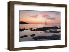 Sunset at the Coast Near Centuri Port, Corsica, France, Mediterranean, Europe-Markus Lange-Framed Photographic Print