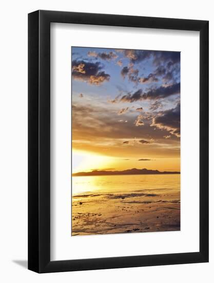 Sunset at the Great Salt Lake in Utah on a Warm Early Spring Day-Clint Losee-Framed Photographic Print