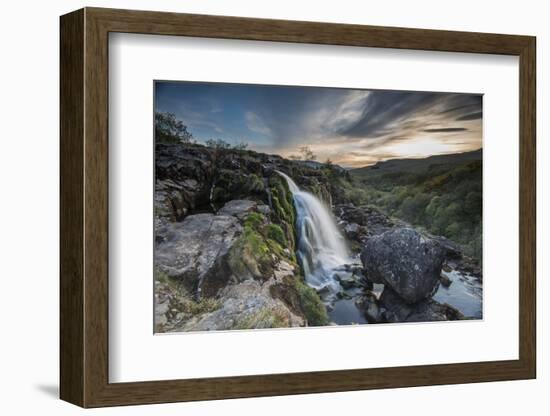 Sunset at the Loup o Fintry waterfall near the village of Fintry, Stirlingshire, Scotland-George Robertson-Framed Photographic Print